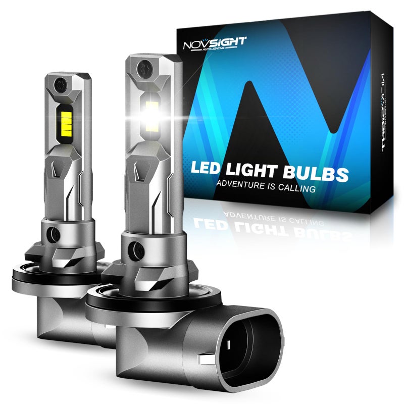 مصباح ضباب LED NOVSIGHT 881 11 بحجم صغير 16000LM 600 سطوع 6500K أبيض بارد 889 لمبة ضباب LED لاسلكية قابلة للتوصيل والتشغيل 886896894 ضوء IP68 مقاوم للماء عبوة من 2